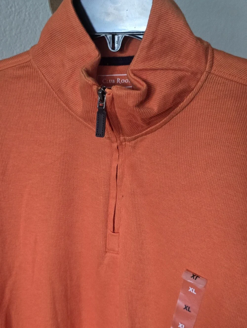 Club Room XL French Rib 1/4 Zip Pullover Sweater Roasted Pumpkin NWT Cotton Men